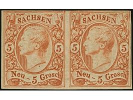 5 Ngr. ziegelrot, in der typischen Farbe der Frühauflage, waagerechtes Paar, farbfrisch und voll- bis breitrandig, ungebrauch