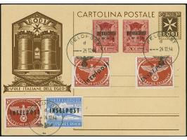 Vukovar , zusammen mit Rhodos auf brauner Zulassungsmarke, Weihnachtsmarke im waagerechten Paar der Typen III und IV sowie 2 