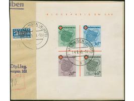 Rotes Kreuz-Block mit Stempel "EBINGEN 14.9.49" auf Briefstück. Einwandfrei. Fotoattest Wehner BPP (2024)