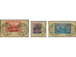 Großer Innendienst 60 Pfg.-2 M. komplett mit zeitgerechter Entwertung "DANZIG 5 c 18.9.20" auf Briefstücken. 1M. Wenige verkü