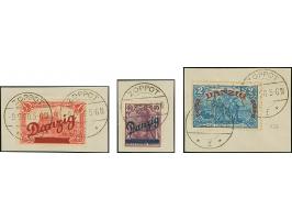 Großer Innendienst 60 Pfg.-2 M. komplett mit Stempel "ZOPPOT f 9.9.20" auf Briefstücken. Einwandfrei. Signiert Kosack, jeweil