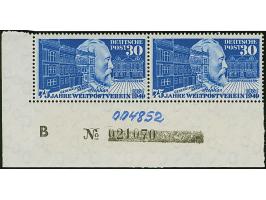 Stephan 30 Pfg. im waagerechten Paar aus der linken unteren Bogenecke der Platte B mit handschriftlich korrigierter Platten-N