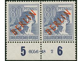 30, 50, 60 und 80 Pfg., je im Unterrand-Paar mit HAN, postfrisch

