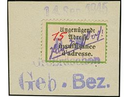 1945, Postzettel “Ungenügende Adresse - insuffisance d'adresse” 15 Pfg. mit Wertangabe in roter statt blauer Tinte, auf Brief