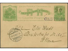 “CASTILIA” violetter L1 mit handschriftlichem Datum “11/1.99” auf Ganzsachenkarte 3 C. mit viel Text nach Altona mit Ankunfts