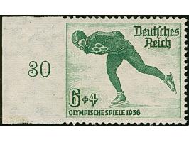 1935, Olympische Winterspiele 6 Pfg., links ungezähntes Seitenrandstück vom linken Rand, postfrisch und einwandfrei. Im äußer