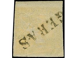 1851, “Gelber Merkur” 6 Kr., Type Ia, dreiseitig breit-bis überrrandig, links leicht an der Randlinie geschnitten bis berührt