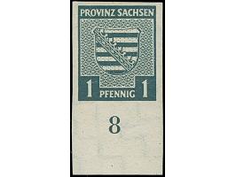1945, Wappen mit Wasserzeichen “Stufen steigend”, 1 Pfg. , allseits breitrandiges Unterrandstück, postfrisch. Zarte Fingerspu