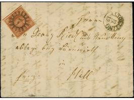 6 Kreuzer rotbraun mit roter Gummierung von Altötting, farbfrisch und allseits breitrandig, mit glasklar und zentrisch aufges