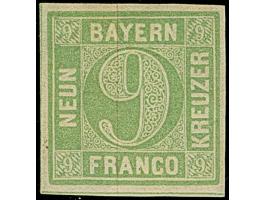 9 Kreuzer bläulichgrün in Type III, sehr schön farbfrisch und allseits voll- bis breitrandig, ungebraucht mit verlaufenem Res