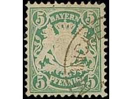 1876, 5 Pfennig bläulichgrün, farbfrisch und bis auf ein winzig verkürztes Zähnchen links oben einwandfrei (winziger natürlic