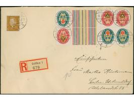 1929, Nothilfe 8Pfg.+Z+Z+15 Pfg. im waagerechten Paar mit weiterem Zusammendruck 15+8 Pfg. rechts sowie Ebert 5 Pfg. je mit S