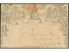 1847, Mulready wrapper 1 d. black, stereo A159, cancelled by red Maltese Cross handstamp, on reverse arrival mark BELFAST AU/