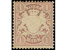 1 Mark braunpurpur, farbfrisch und, bis auf einen minimal verkürzten Zahn links oben, einwandfrei, ungebraucht mit Originalgu