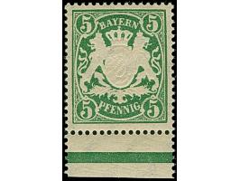 1890, 5 Pfennig grün auf Papier y mit Wasserzeichen 3, Unterrandstück, postfrisch. Tadellos und unsigniert. Fotoattest Helbig