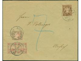 1895, das 'Aichach-Provisorium': &nbsp;3 Pfennig grau mit Überdruck "2" in allen vier Ecken, waagerechtes Paar, farbfrisch un