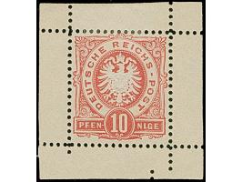 1875, &nbsp;10 Pfge. als Essay im Adlermuster mit vom Wertschildkreis unterbrochener Währungsangabe “PFEN-10-NIGE” in Rot auf
