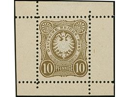 1875, 10 Pfge. als Essay im Adlermuster (nahe am endgültigen Muster) in Gelblichbraun auf weißem Papier ohne Gummierung mit K