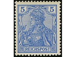 1900, Reichspost 5 Pfg. als gezähnter Probedruck in Violettultramarin, ungebraucht, in tadelloser Erhaltung, unsigniert mit F