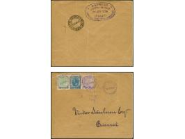 1896, Ship Mail complete set of three values with violet overprints tied on envelope by, a used example to Bucharest cancelle