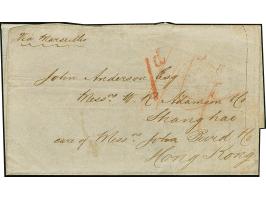 1866, Treaty Ports: Shanghai, United Kingdom entire letter from London to Shanghai, cancelled 'Lombard Street / F.O./ Paid / 