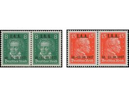1927, I.A.A. 8 und 15 Pfg. je mit Aufdruck-Abart "Bindestrich zwischen 10 und 15 fehlt, jeweils im waagerechten Paar mit Norm