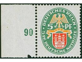 1928, Nothilfe 5 Pfg. mit stehendem Wasserzeichen, Randstück postfrisch, in tadelloser Erhaltung. Ein schönes Exemplar dieser