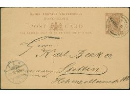 1901, &nbsp;4 c. on 3 c. postal stationery reply portion of double card with inverted black surcharge (Yang P14 var.) cancell