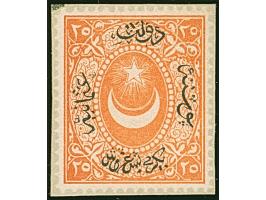 1865, Duloz issue 25 piaster orange proof on very thick paper (Isfila unrecorded), well margins and very fresh color, green c