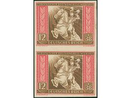 1942, Postkongress 12 Pfg. ungezähnt im senkrechten Paar, ungebraucht ohne Gummierung, Papier mit Knitterspuren, ansonsten in