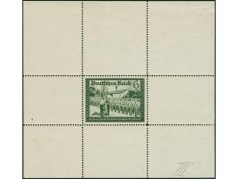 1941, Kameradschaftsblock 6 Pfg. als gezähnter Probedruck in Dunkelschwarzgrün als Einzelabzug im Blockformat (112 x 104 mm) 