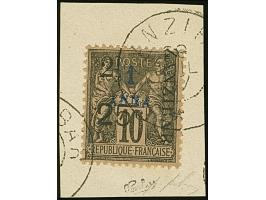 2½ a. + 25 c. on 1a. black on lilac, Type XII Setting A-D-K, fresh colours, tied by cds. “ZANZIBAR 29 JUIL. 97” to small piec