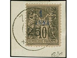 2½ a. + 25 c. on 1a. black on lilac, Type IX Setting B-D-J, fresh colours, tied by cds. “ZANZIBAR 29 JUIL. 97” to small piece