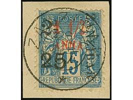 2½ a. + 25 c. on 1½ a. blue, Type IX Setting B-D-J, fresh colours, tied by cds. “ZANZIBAR 26 JUIL. 97” to small piece, very f