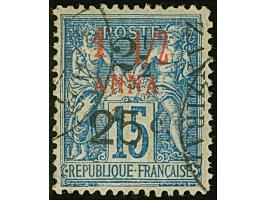 2½ a. + 25 c. on 1½ a. blue, Type X Setting B-D-K, fresh colours, used, very fine. A very scarce stamp with only 24 printed, 