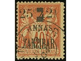 1904, Sage 25 c. on 4 a. red-orange on salmon, Type I Setting L-H-O, fresh colours, used with cds. “ZANZIBAR 22 JUIL. 04”, ve