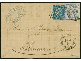 20 C. grauultramarin, Spitzen nach oben, entwertet durch EKr. “MULHAUSEN im ELSASS 24 6 71” in Mischfrankatur mit Frankreich 