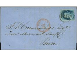 1858, Folded tissue-paper envelope bootlegged from Smyrna, Turkey to Boston, carried by Capt. Watson ‘Ship Henry Hill’ with 1