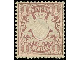 1879, Wz. 'Weite Wellenlinien', 1 M. lila, farbfrisch und bis auf einen leicht verkürzten Zahn oben links einwandfrei gezähnt