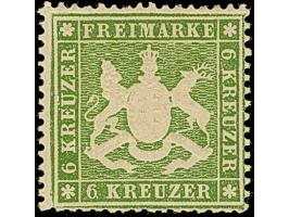 6 Kr. grün, schöne frische Farbe, unten etwas stumpfe Zähnung, sonst einwandfrei, ungebraucht mit frischer Originalgummierung