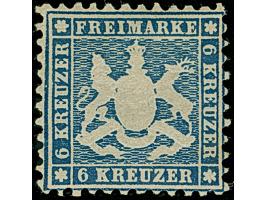 6 Kr. dunkelblau, farbfrisch, gut zentriert und einwandfrei gezähnt, ungebraucht mit unauffälligen Falzspuren. Eine seltene M