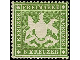 6 Kreuzer dunkelgrün, schöne Tiefe Farbe und einwandfrei gezähnt, ungebraucht mit großen Teilen der originalen Gummierung (lt