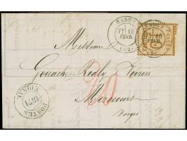 “POSTES EPINAL 1871”, provisorischer deutscher Aufgabestempel auf vollständigem Faltbrief nach Mirecourt, frankiert mit 10 C.