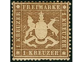 1860, dickeres Papier, 1 Kr. braun, farbfrisch und gut gezähnt, ungebraucht mit frischem Originalgummi (Falzreste und wenige 