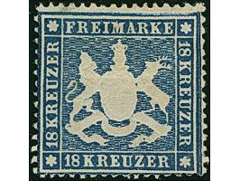 18 Kr. blau, schöne tiefe Farbe und sehr gut gezähnt, schöne Wappenprägung und gut zentriert, ungebraucht mit frischem Origin