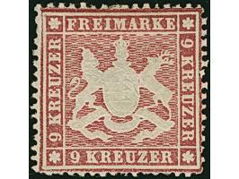 9 Kr. lilarot, sehr farbfrisch und mit überdurchschnittlich guter Zähnung, gut zentriert und mit schöner Wappenprägung, ungeb