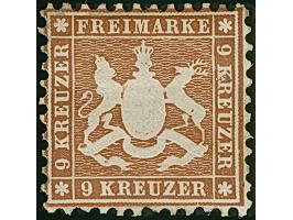 9 Kr. dunkelbraun, farbfrisch und gut gezähnt, ungebraucht mit Resten des Originalgummis. Frisch und einwandfrei. Signiert Kö