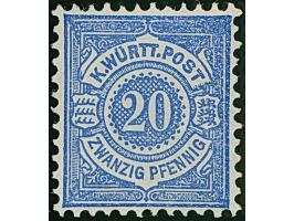 20 Pfg. dunkelkobalt, farbfrisch und gut gezähnt, ungebraucht ohne Gummi. Rückseitig kleine helle Stelle, sonst einwandfrei. 
