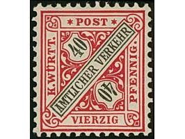 40 Pfg. lebhaftkarminrot/schwarz (leuchtendorangerot quarzend), farbfrisch und gut gezähnt, ungebraucht mit frischem Original