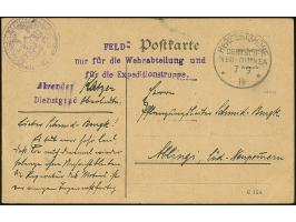 Kriegspost: 1914, amtlich verausgabte Feldpostkarte “FELD- nur für die Wehrabteilung und für die Expeditionstruppe” und viole